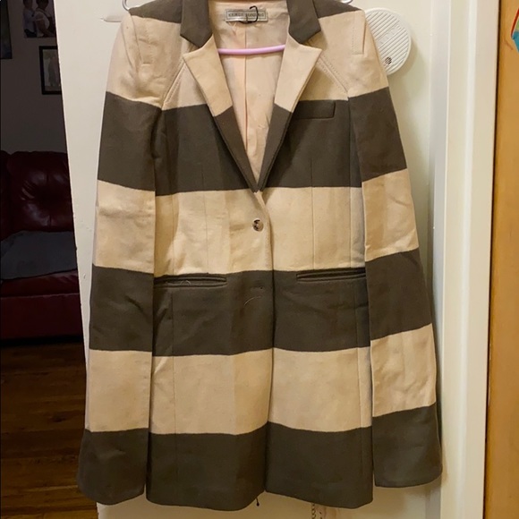 Olive green and offwht wool cape coat! - Picture 1 of 6